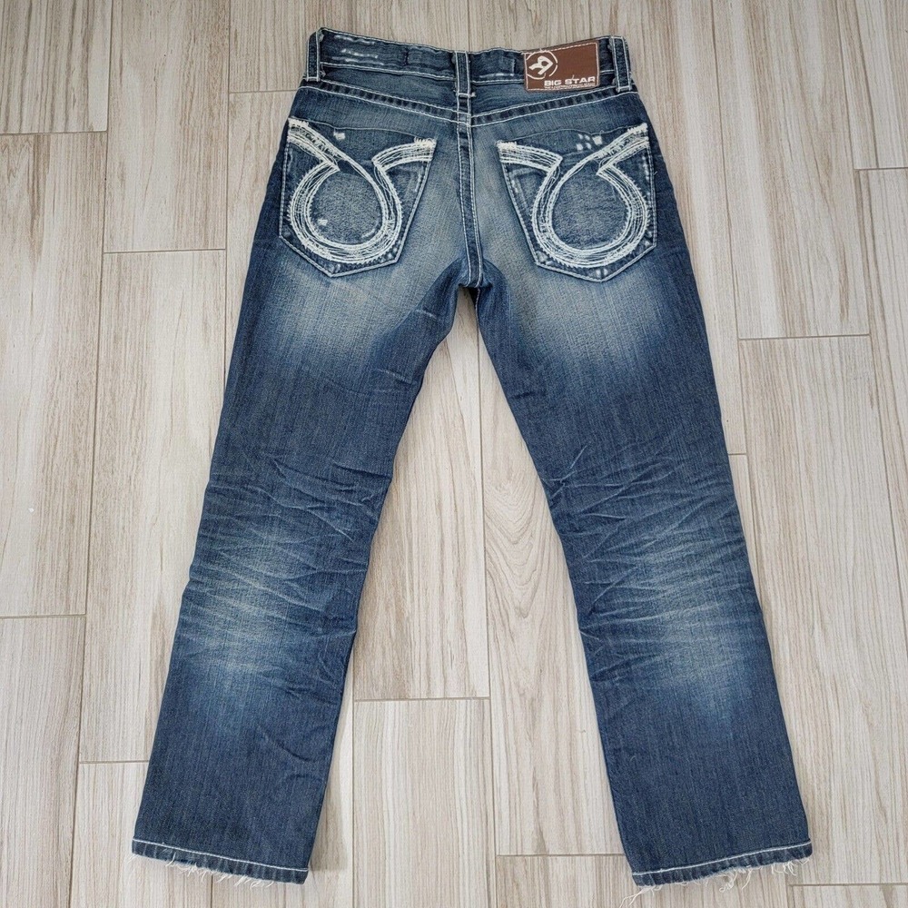Big Star Pioneer Boot Distressed Jeans Men's Size 30x28 Thick Stitch Western